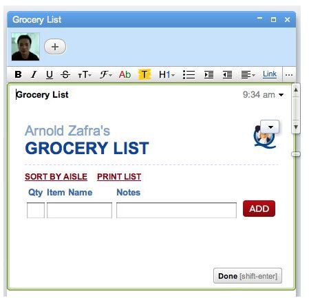 Grocery List