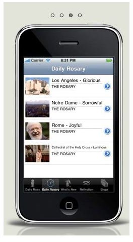 Screenshot Options on the CatholicTV iPhone App