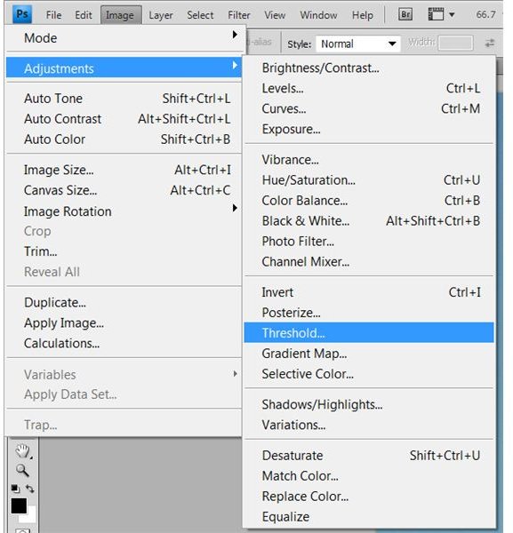 This shows the locaiton of the image threshold adjustment window