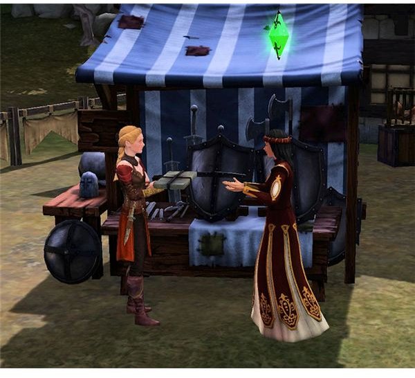 The Sims Medieval Merchant selling Merchandise