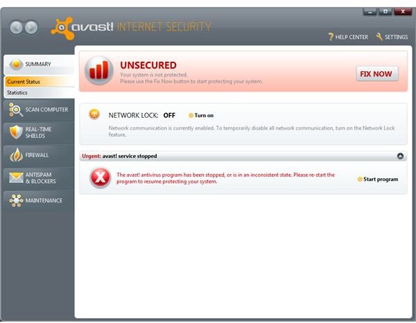 Avast issues windows 7