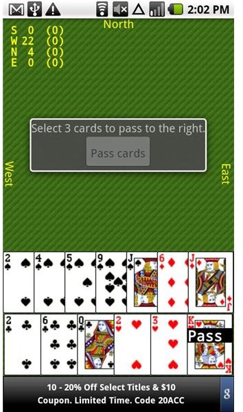 hearts card game for visually impaired online