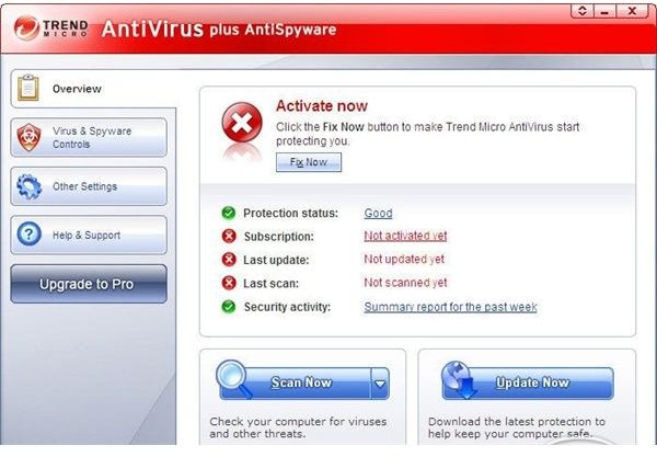 Trend Micro AntiVirus: Main Interface