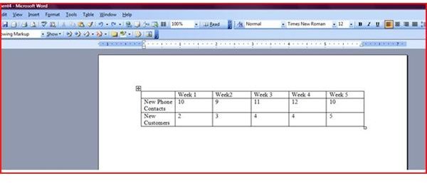 Word Dashboard Example