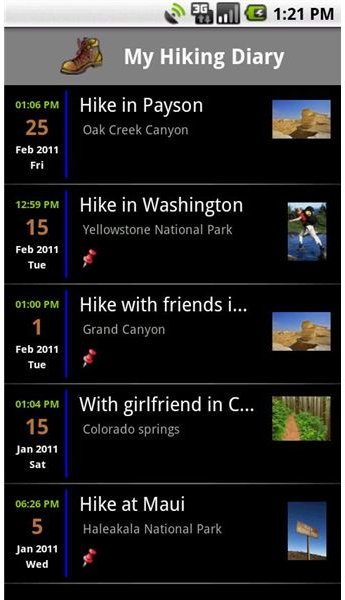 Hiking Diary Android App