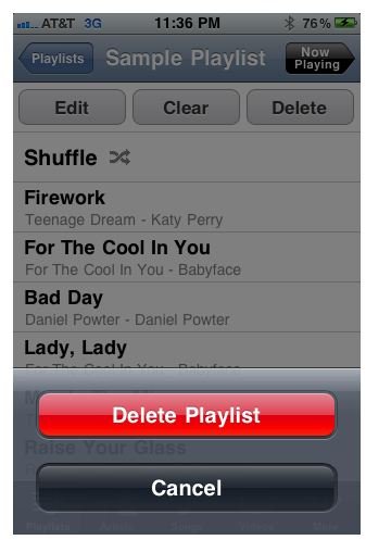 Delete iPhone playlist