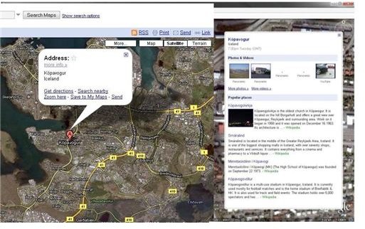 You can get information about cities and locations in both Google Earth and Google Maps