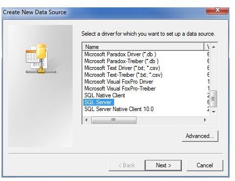 Figure 3 - Microsoft Access - Create New Data Source