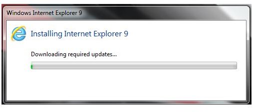 IE9 installer downloading required updates before installation processbegins