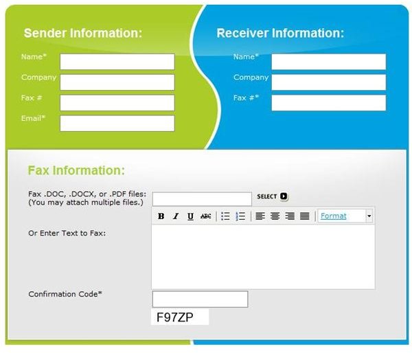 FaxZero has an easy to use form for you to fill out