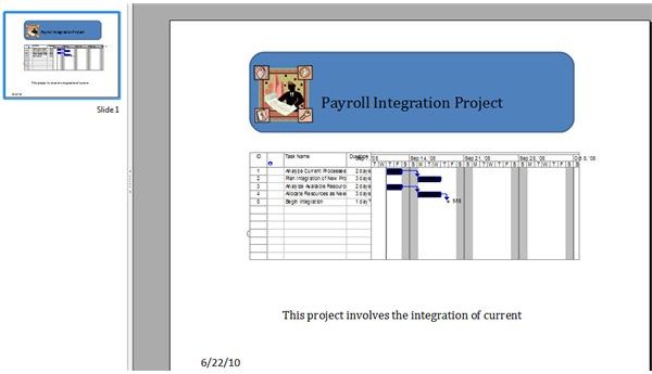 MS PowerPoint Gantt chart