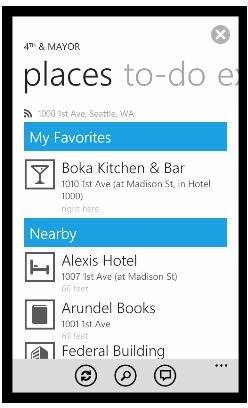 Review of Windows Phone Foursquare App, 4th & Mayor