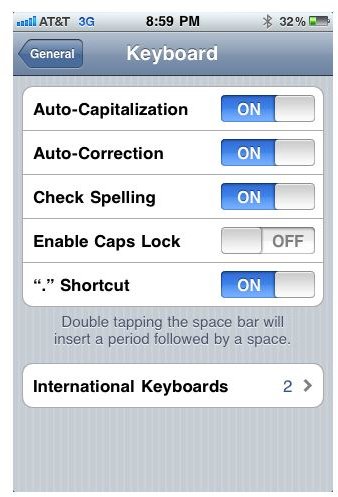 Keyboard Settings screenshot
