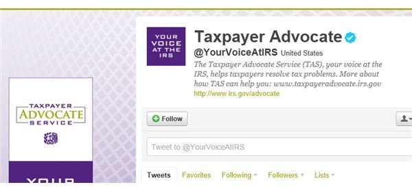 Screenshot of Taxpayer Advocate Twitter page