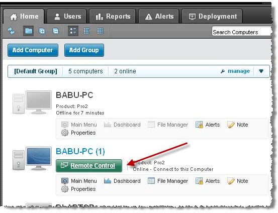 Figure 4: LogMeIn Host List