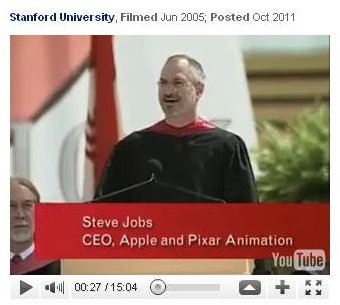 Screenshot TED Talk Steve Jobs at Stanford