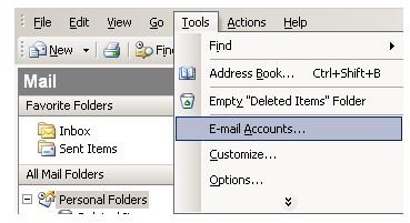 MS Outlook&rsquo;s Tools menu