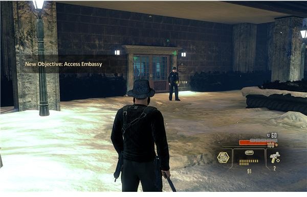 Alpha Protocol Walkthrough - Entering the US Embassy - Getting Past the Marines