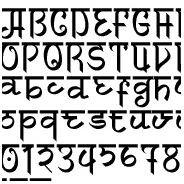 Faux Sanskrit font from Font dont com romanized sanskrit style typeface