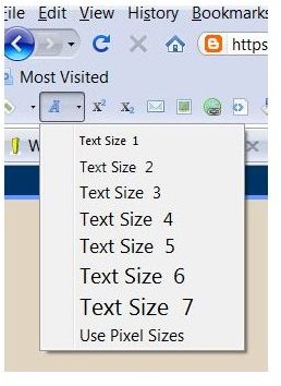 Text Formatting Toolbar for Mozilla Firefox: Text Size Button