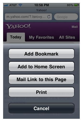 Add to Internet Page to Home Screen on iPhone