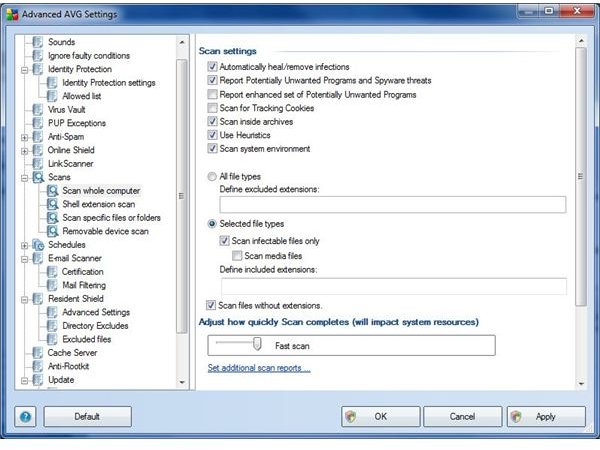 Figure 7 - AVG Internet Security - Scans