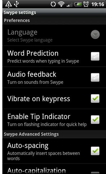 Swype Preferences