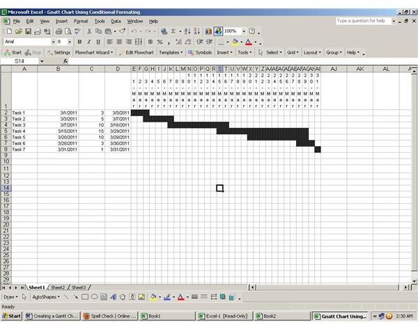 Gnatt Chart Using Conditional Formating in Excel