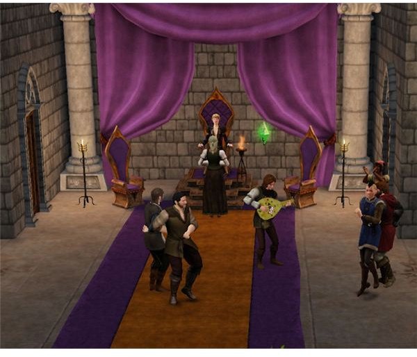 The Sims Medieval Bard playing at castle