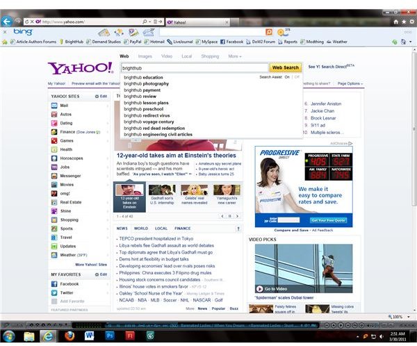 Yahoo search fits in among news and entertainment stories.