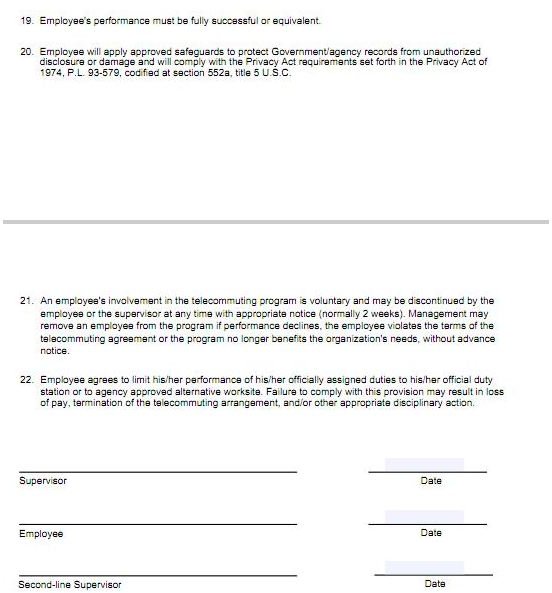 Last Page Image of USDA Telecommuting Agreement