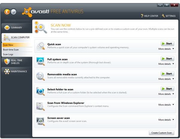 UI of Avast! 5