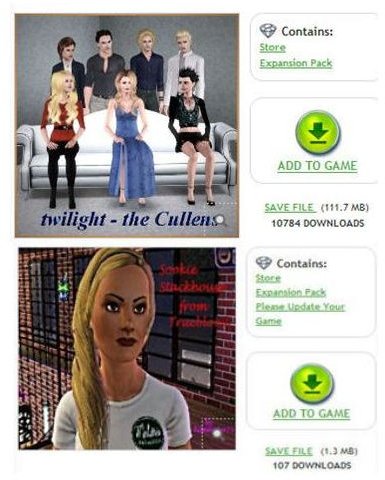 The Sims 3 twilight and true blood downloads