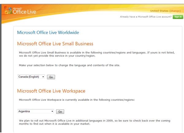 Office Live Languages