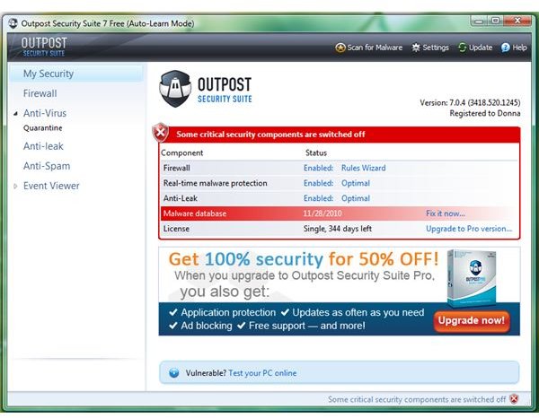 What Outpost 7 Security Suite offers to Windows Users