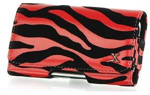 Black Red Zebra Pattern Leather Case Clip
