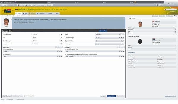 FM 2011 Player Contract