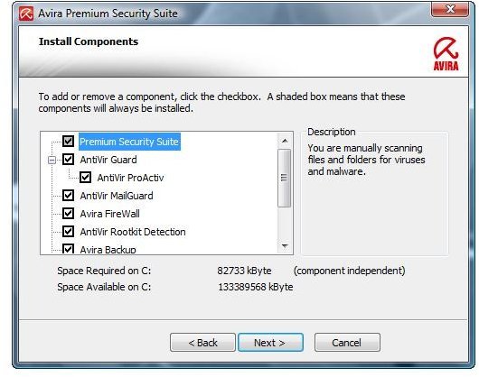 Custom Install of Avira Premium Security Suite