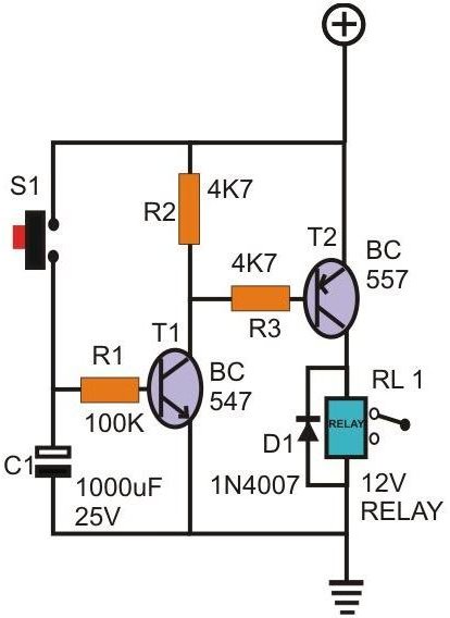 Simple Delay-On Timer Circuit Diagram, Image