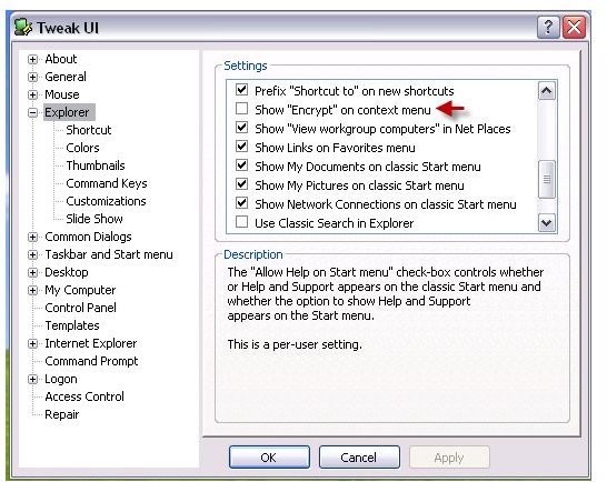 TweakUI - Password Protection Option for Windows