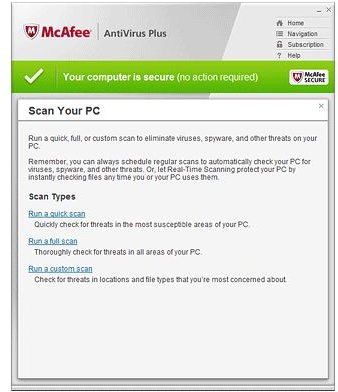 Using McAfee Virus Protection For Windows 7