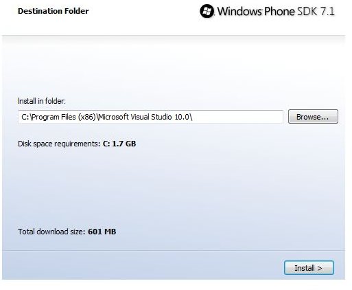 Install the Windows Phone SDK to allow sideloading of homebrew apps.