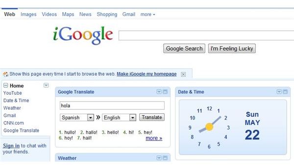 Translating from iGoogle with the Google Translate gadget.