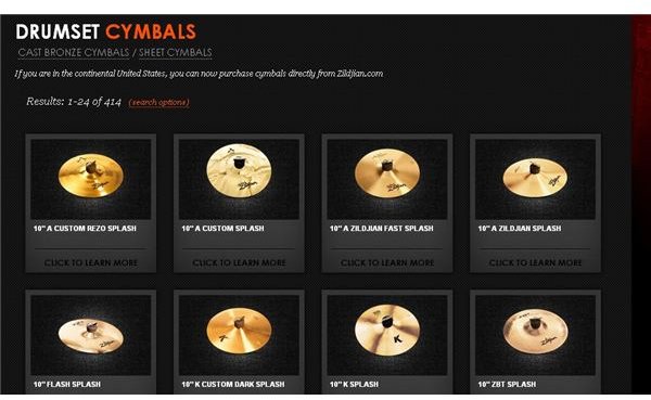 Screenshot Zildjian Cymbals