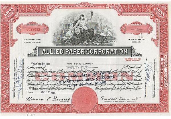 800px-Allied Paper Corporation Stock Certificate 1964