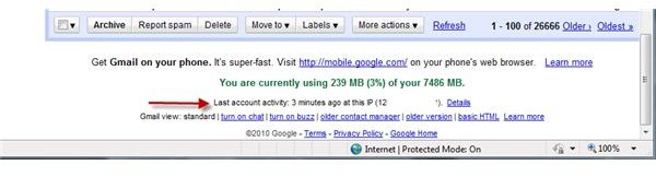 Last Account Activity line in Gmail pages