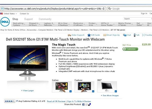 The Dell 22" LCD Monitor with Webcam and Other Choices