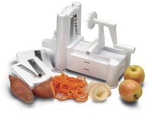 World Cuisine A4982799 Tri-Blade Plastic Spiral Vegetable Slicer