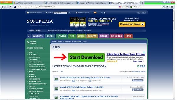 Softpedia-Asus drivers page #1