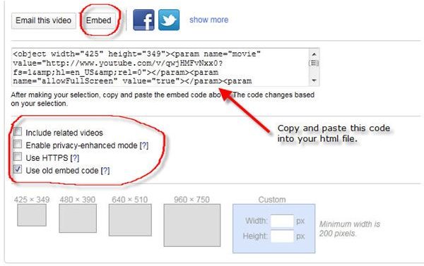 Copy the code to embed the videos. 